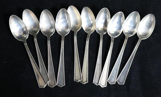 A set of ten sterling silver coffee spoons.